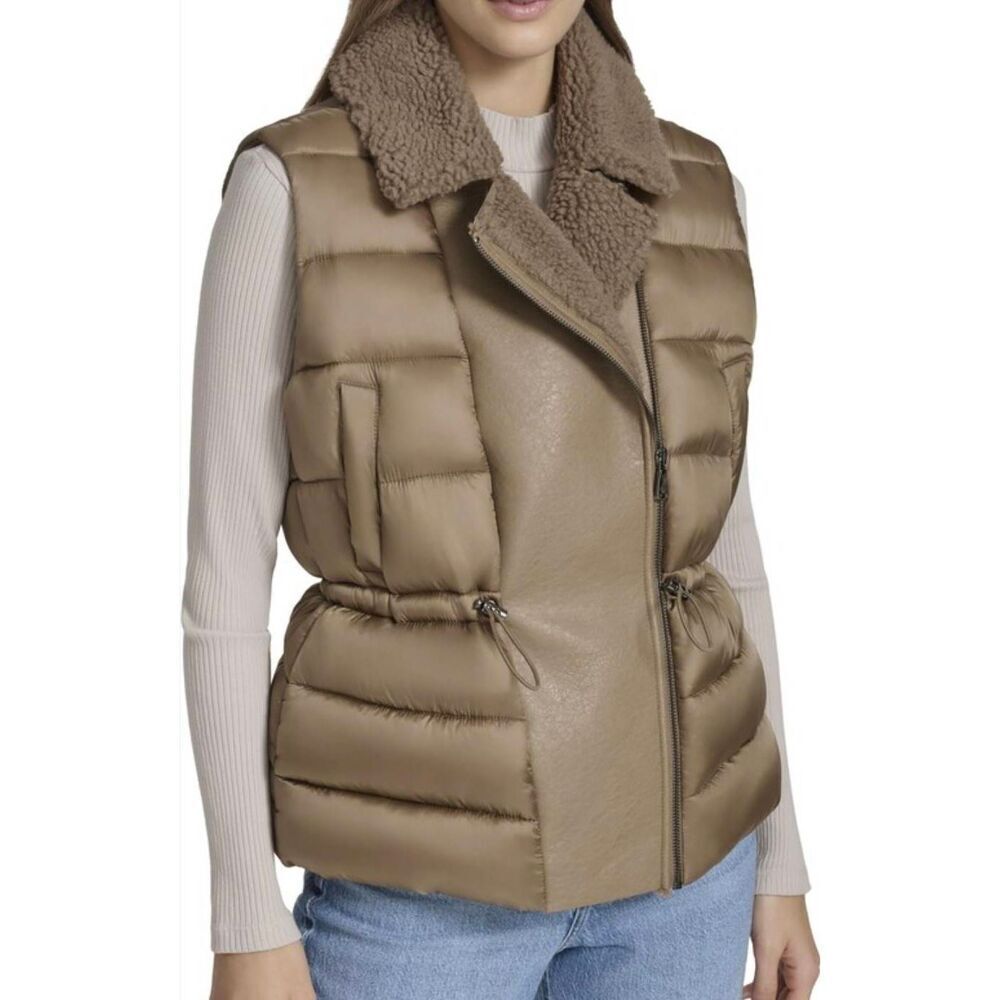 Andrew Marc Sport Women's Faux-shearling Vest In Mushroom Size M